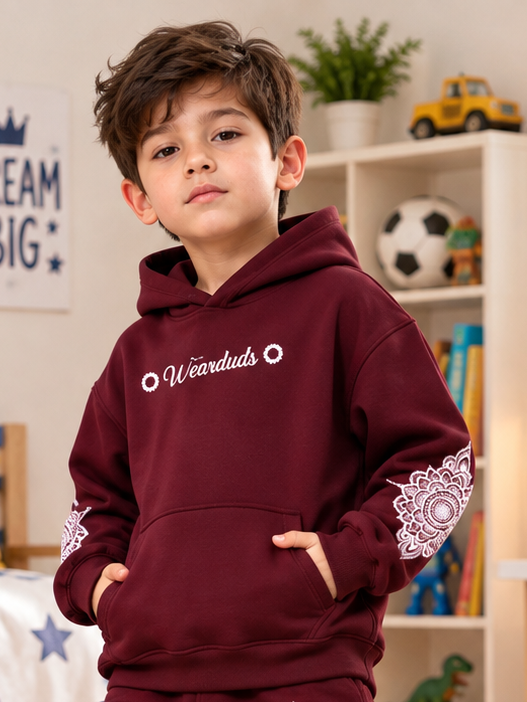 YANTRA FLEECE HOODIE FOR KIDS WINE