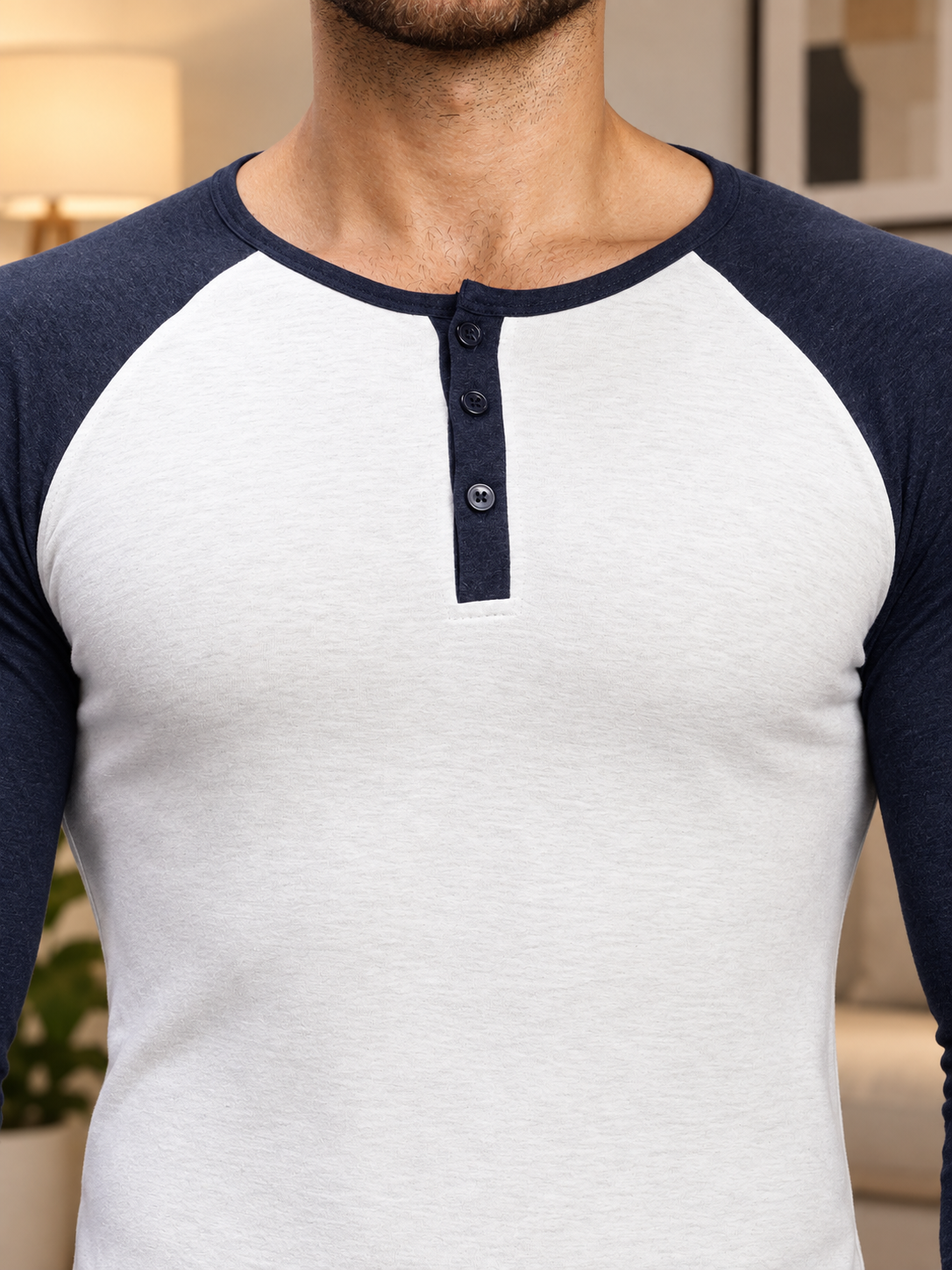 HENLEY SWEATSHIRT OFF-WHITE BLUE