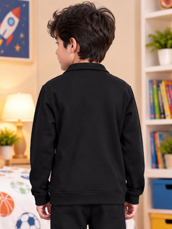 SHAGGY FLEECE JACKET FOR KIDS BLACK