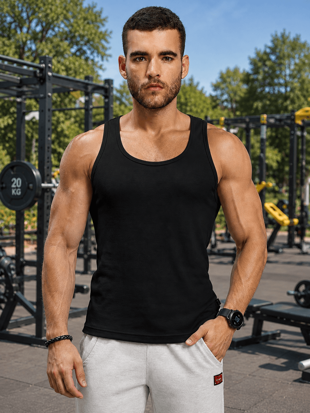 WEARDUDS Shop EASY WEAR VEST GYM T-SHIRT BLACK for a sleek sporty look, perfect for workouts, gym sessions, casual outings, and everyday styling.