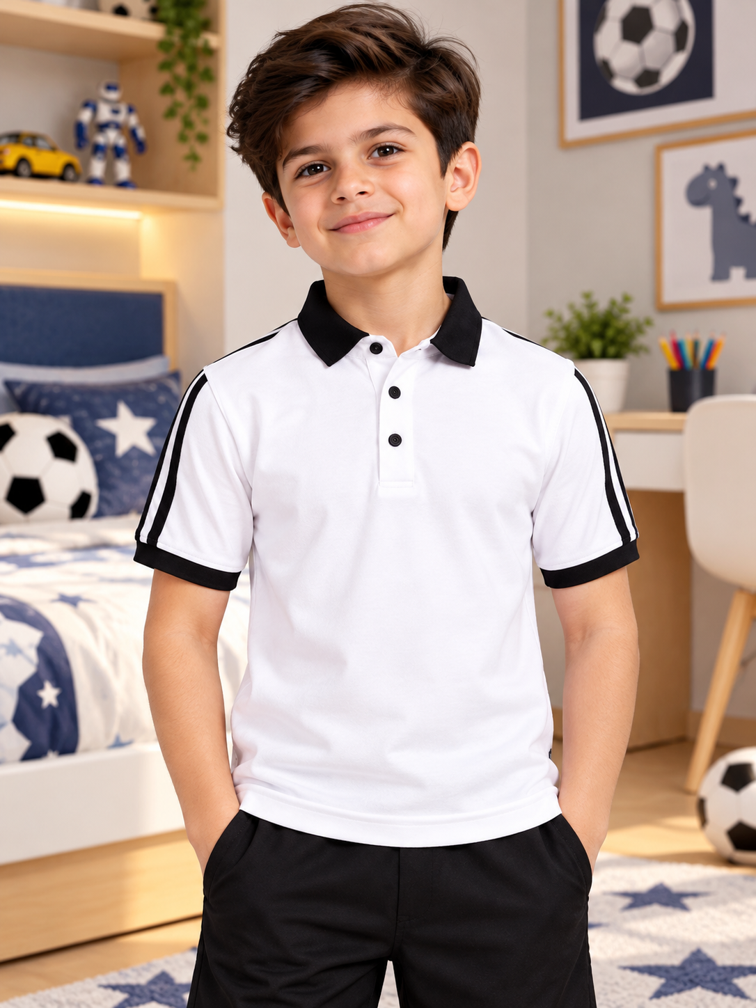 STAUNCH POLO REGULAR T-SHIRT FOR BOYS GIRLS WHITE