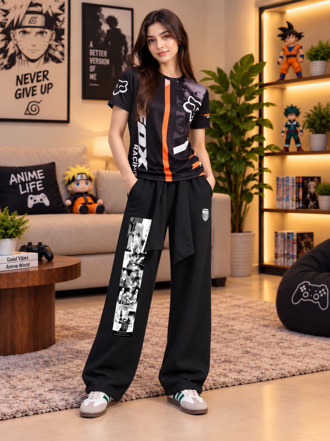 WOMEN CHILL GRAPHIC JOGGERS BLACK