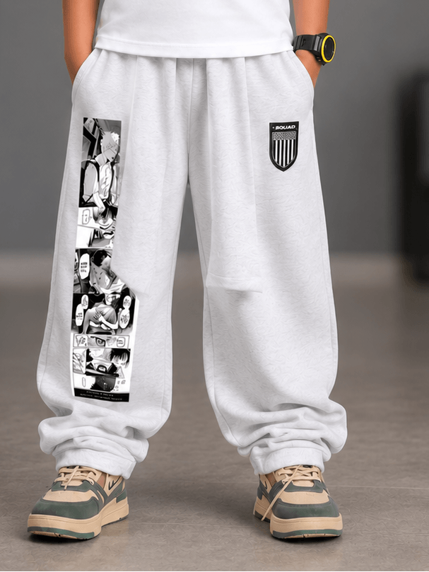 CHILL JOGGER FOR BOYS GIRLS WHITE featuring stylish design with comic print, perfect for kids' casual wear.