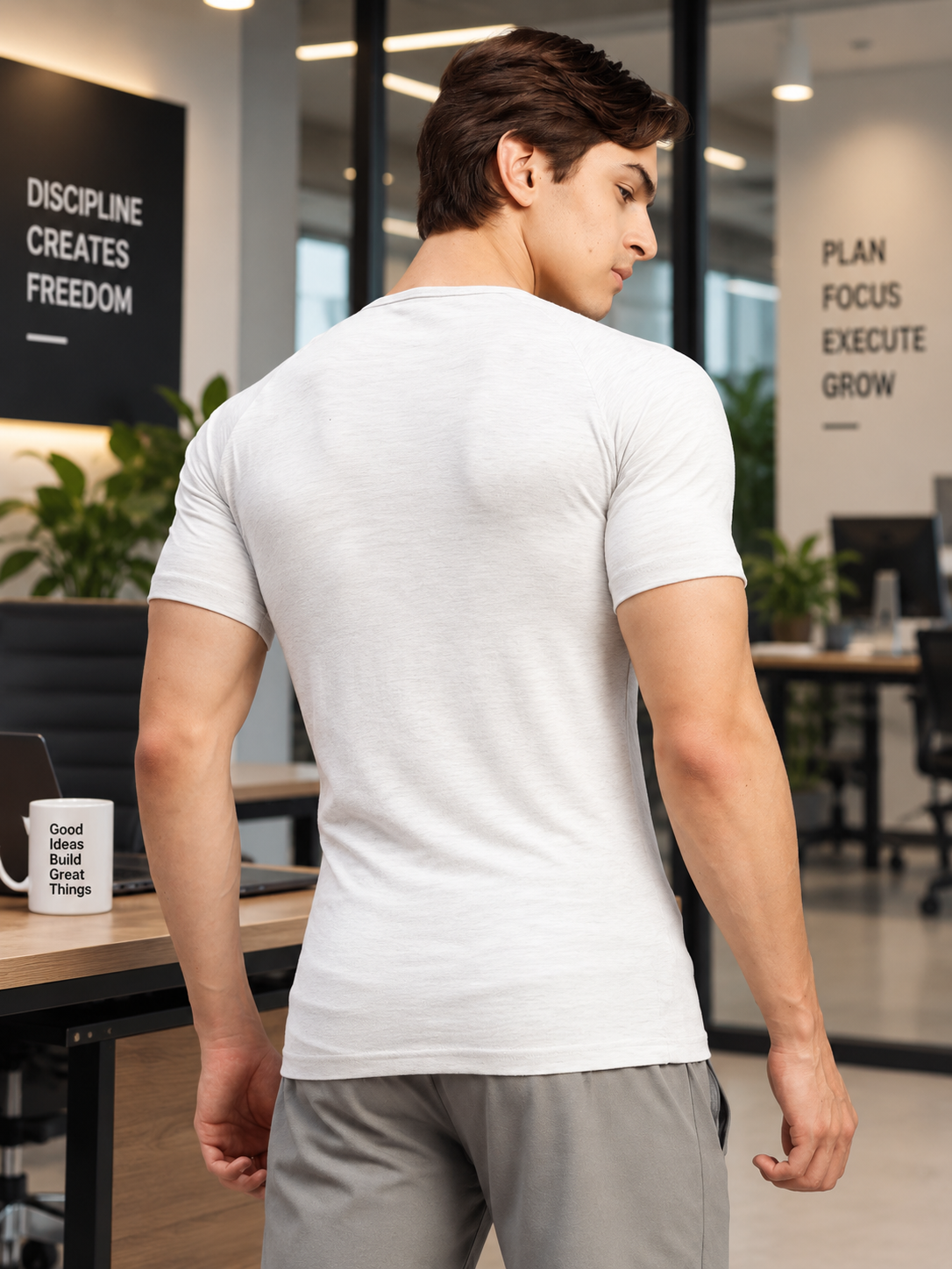 SLEEVE BUTTON HENLEY MELANGE GREY