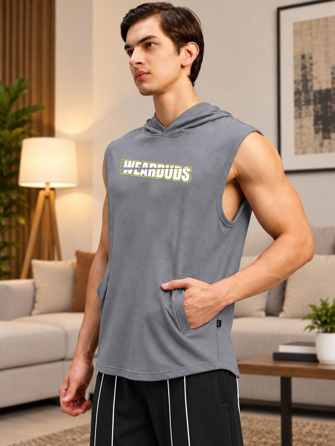 ACTIVEWEAR SLEEVELESS GRAPHIC PRINT GREY