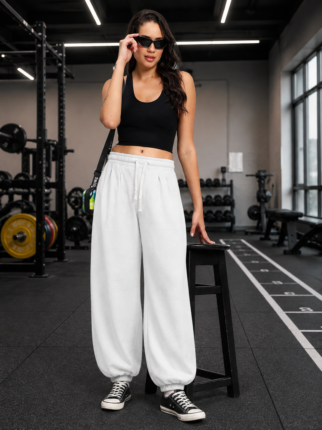 WOMEN COOLFIT BAGGY LOOSE FIT JOGGER WHITE
