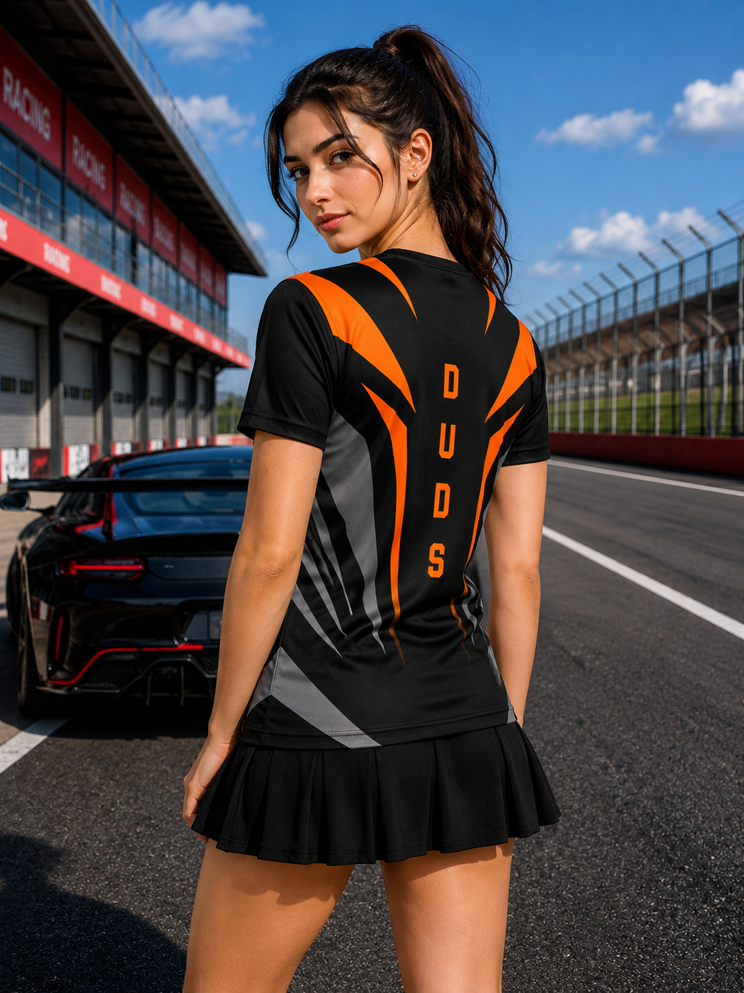 WOMEN APEX RACING REGULAR T-SHIRT BLACK MULTI