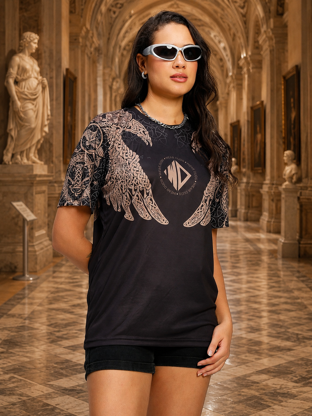 WOMEN AURA OF ASGARD REGULAR T-SHIRT BLACK