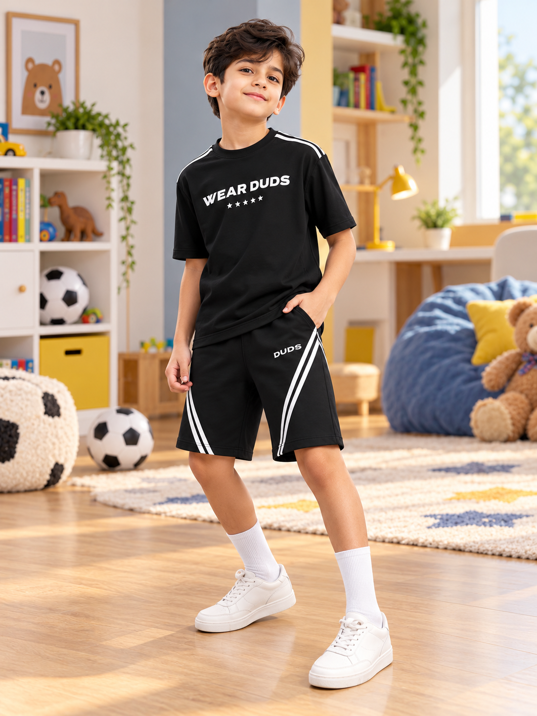 STAR JUMPER OVER-SIZED CO-ORD FOR BOYS GIRLS BLACK