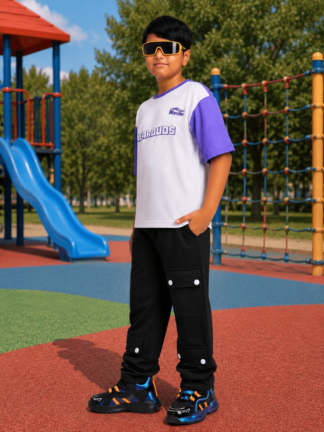 AWESOME FLAP POCKET BAGGY JOGGER FOR BOYS GIRLS BLACK