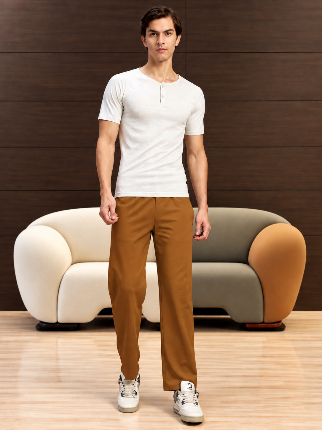 ESSENTIAL FLEX FIT CASUAL PANTS BROWN