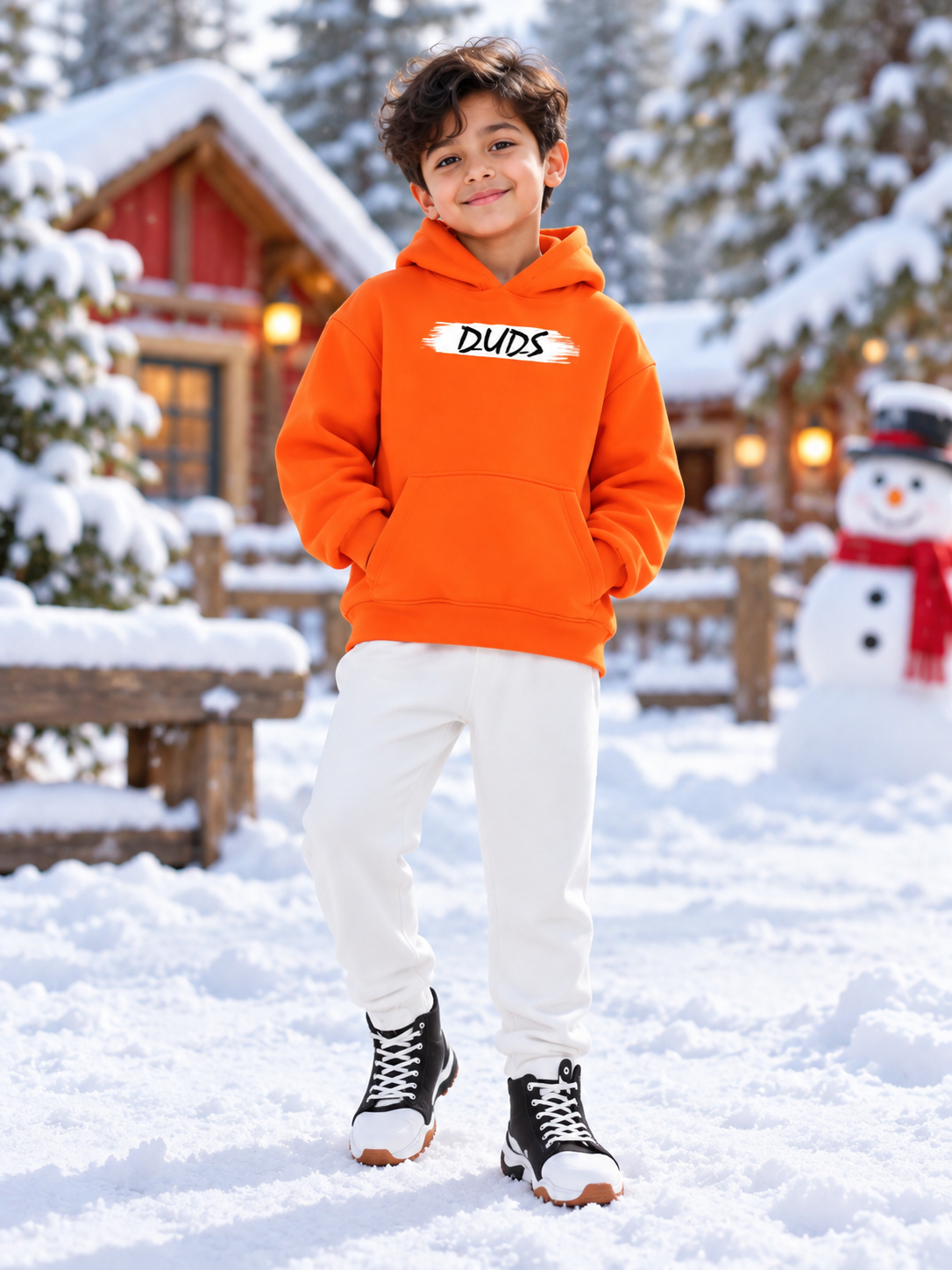 BLOOM QUOTE FLEECE OVERSIZED HOODIE FOR BOYS AND GIRLS ORANGE
