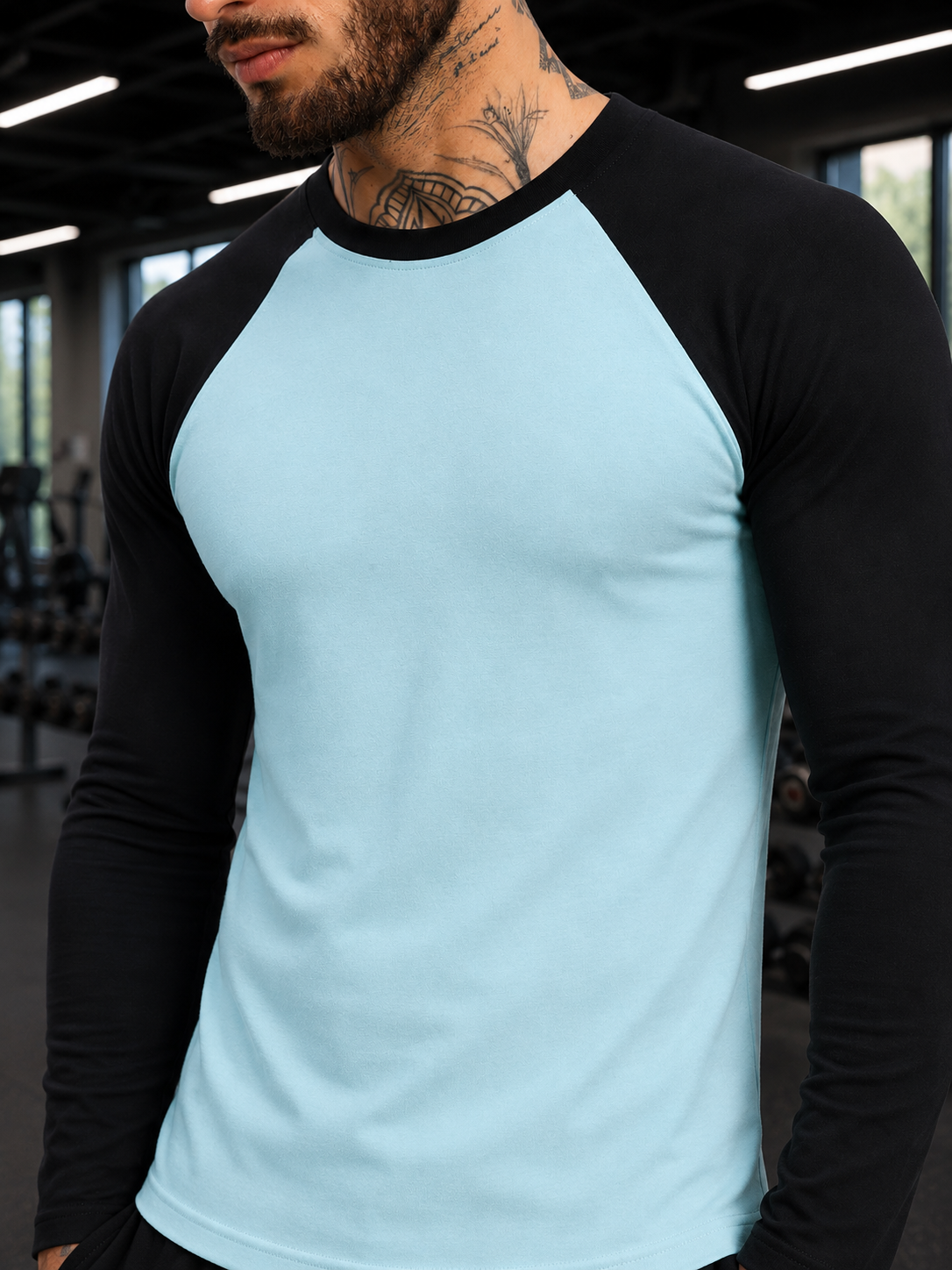 FITFLOW SLIM FIT SWEATSHIRT SKY BLUE BLACK