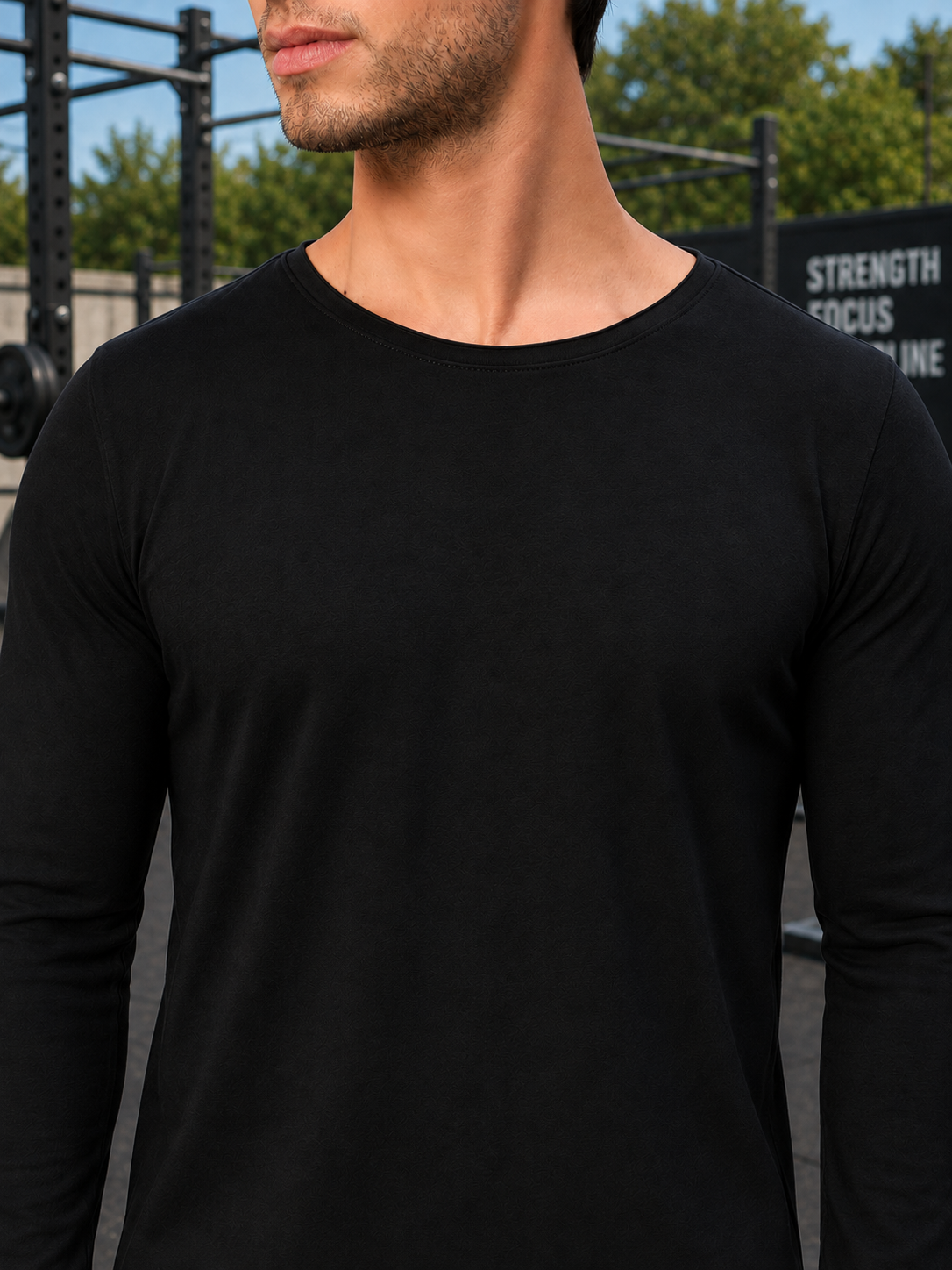 OMNI SLIM FIT COTTON SWEATSHIRT BLACK