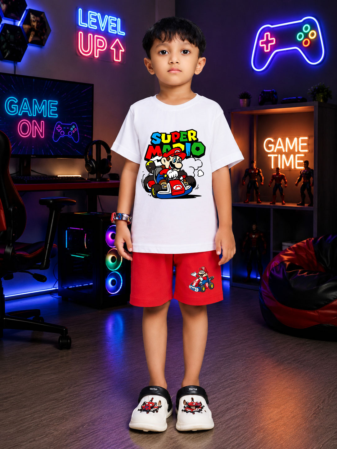 SUPER MARIO GRAPHIC CO-ORD FOR BOYS GIRLS WHITE RED