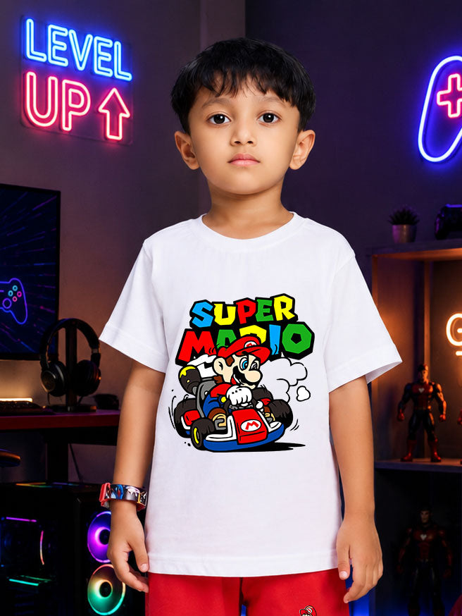 SUPER MARIO GRAPHIC T-SHIRT FOR BOYS GIRLS WHITE