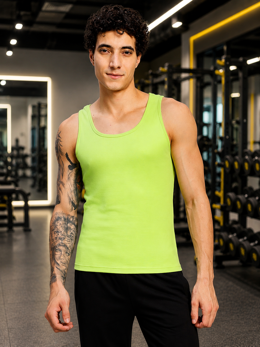 EASY WEAR VEST GYM T-SHIRT BLUE NEON GREEN