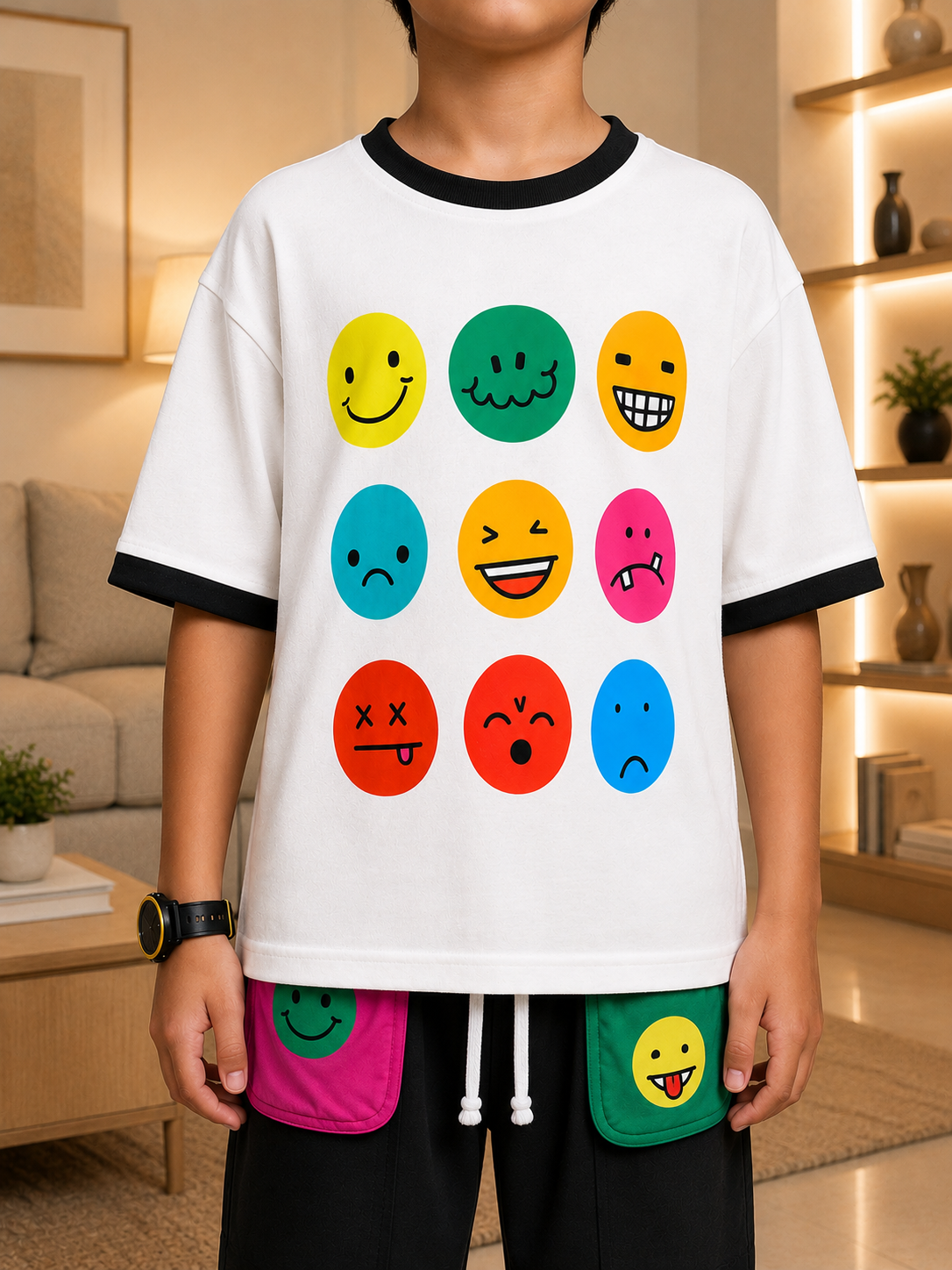 EMOJI VIBES T-SHIRT FOR BOYS GIRL WHITE