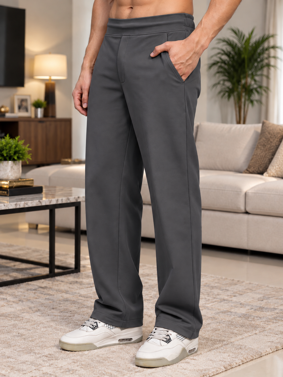 WAISTBOARD SMART CASUAL PANTS GREY