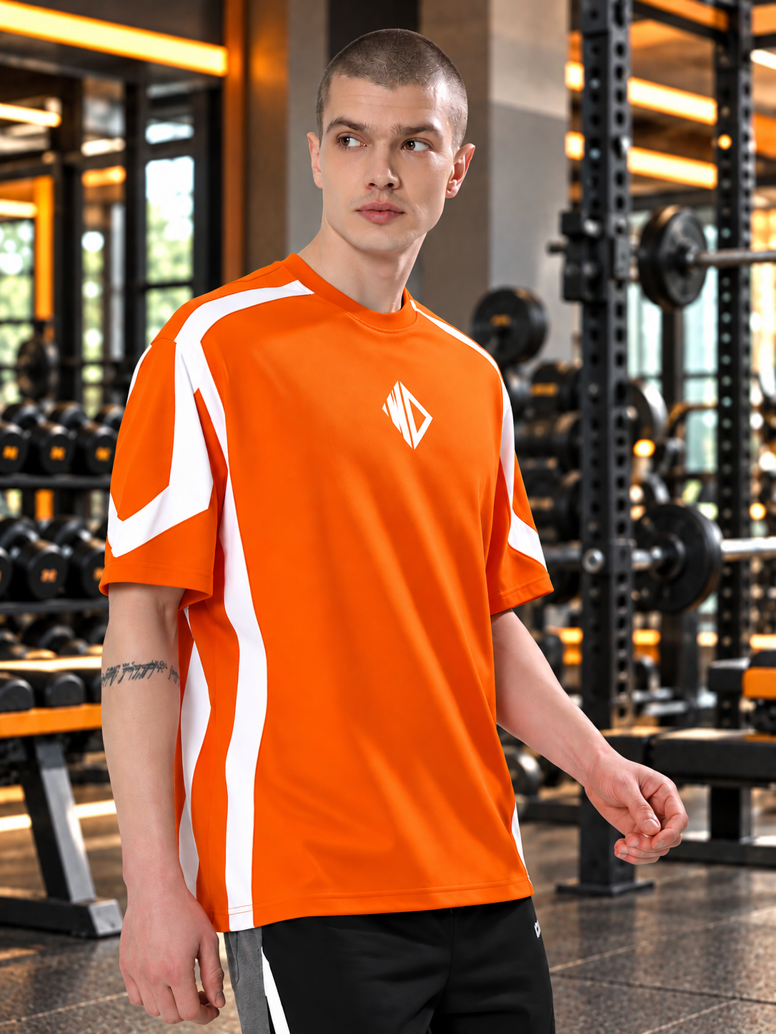 RUGBY OVER-SIZED T-SHIRT ORANGE WHITE