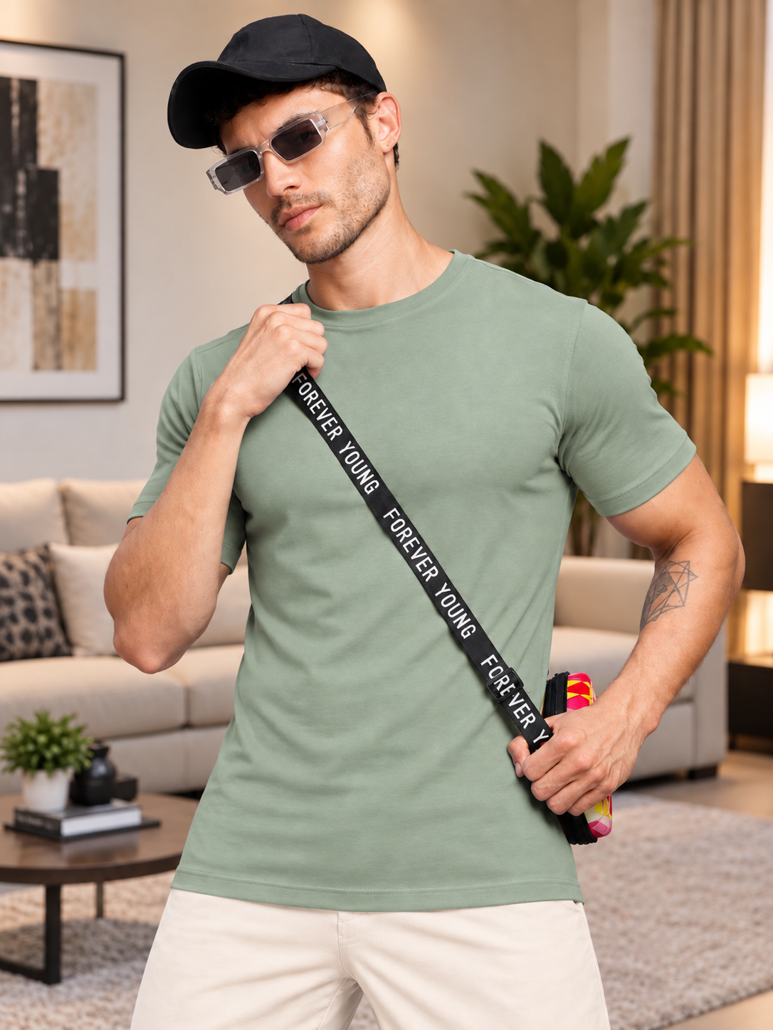 CLASSIC SLIM FIT T-SHIRT SAGE GREEN