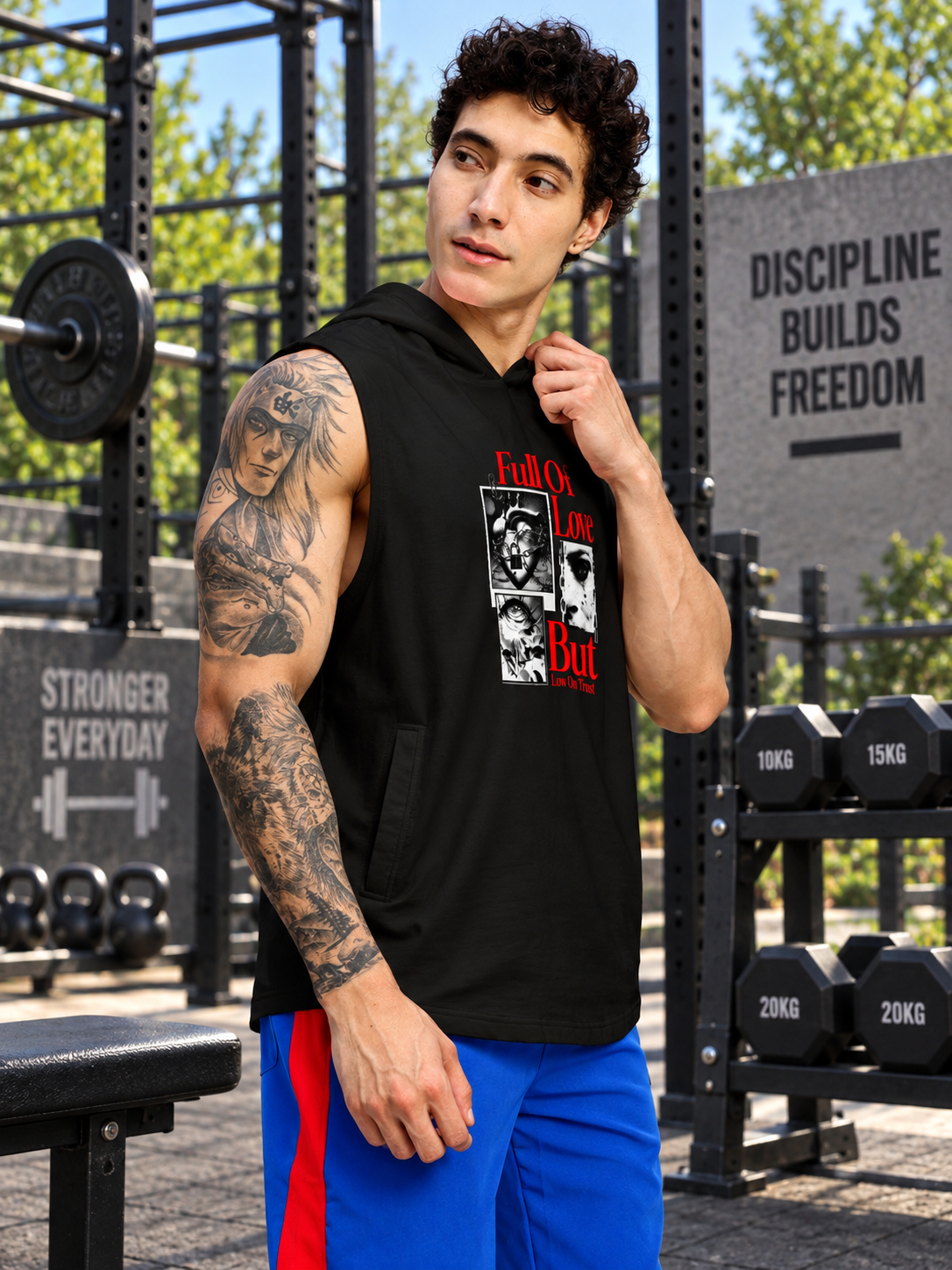 LIGHTWEIGHT SLEEVELESS HOODIE BLACK