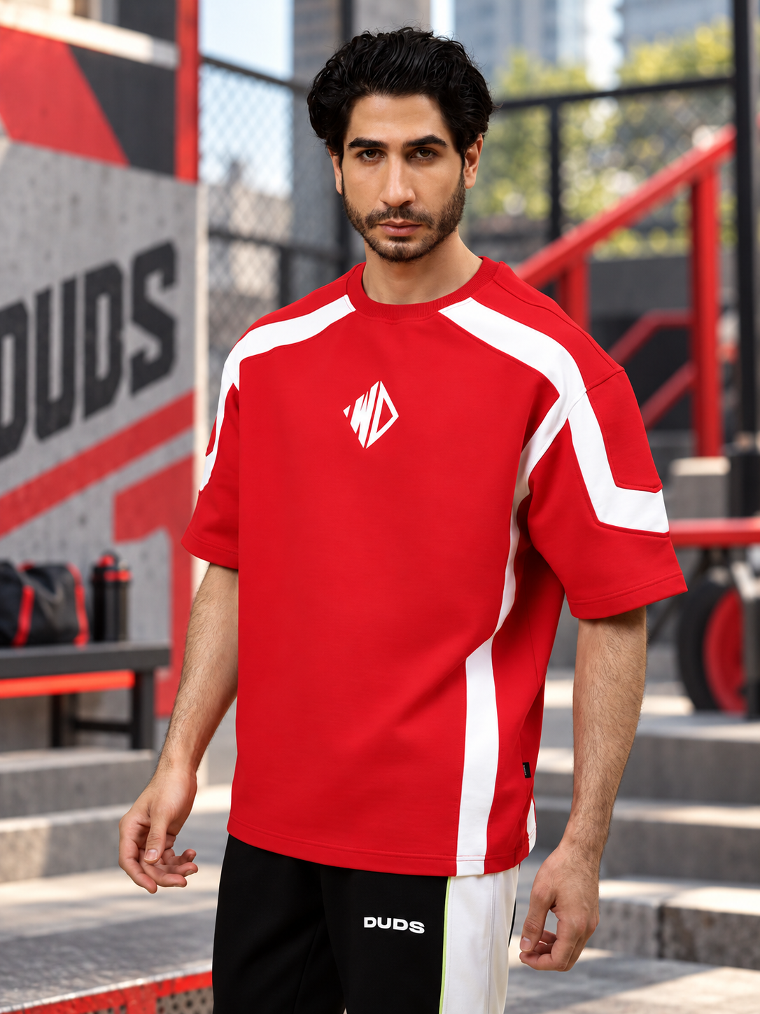 RUGBY OVER-SIZED T-SHIRT RED WHITE