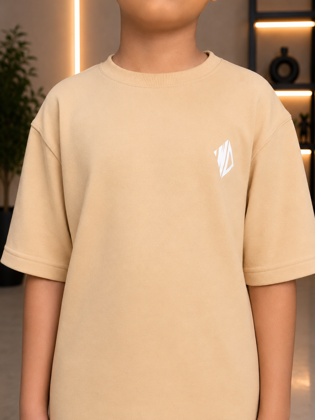 NEO-STREET DROP T-SHIRT FOR BOYS GIRLS OFF-BEIGE