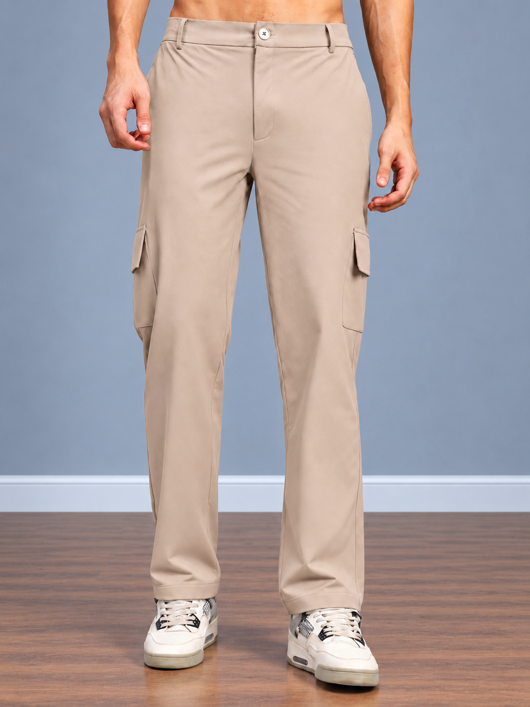 BELT LOOPS CARGO TROUSERS BEIGE