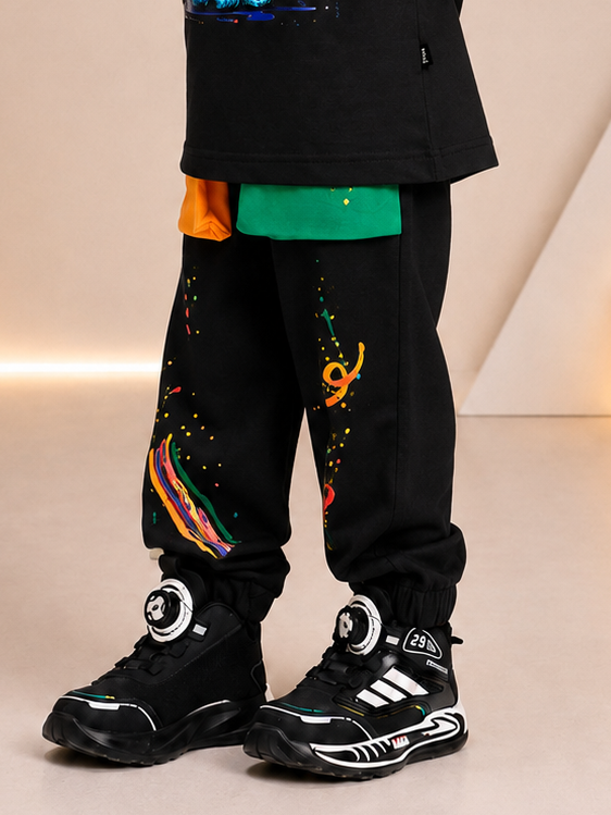 CUTE PUPPY JOGGER FOR BOYS AND GIRLS BLACK