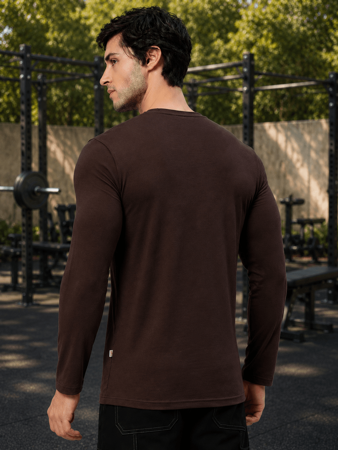 OMNI SLIM FIT COTTON SWEATSHIRT BROWN