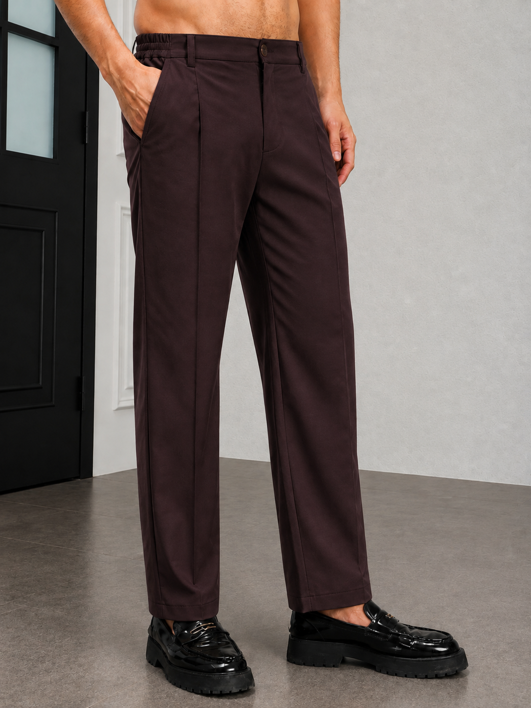 HIGH-FLEX TAILORED PANTS DARK MAROON