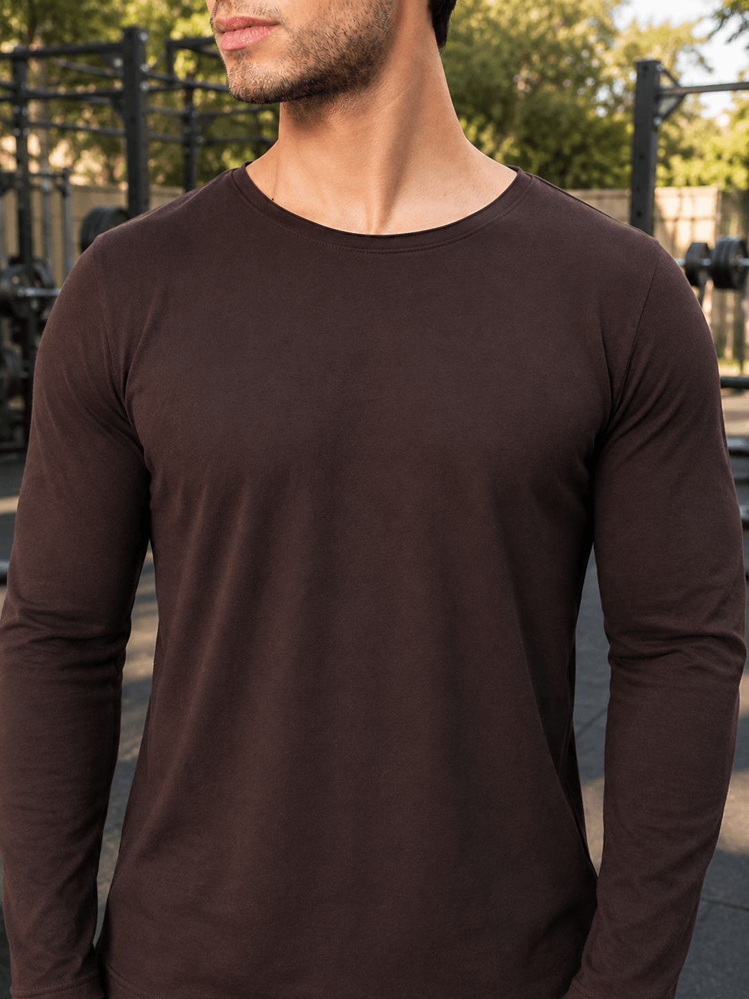 OMNI SLIM FIT COTTON SWEATSHIRT BROWN