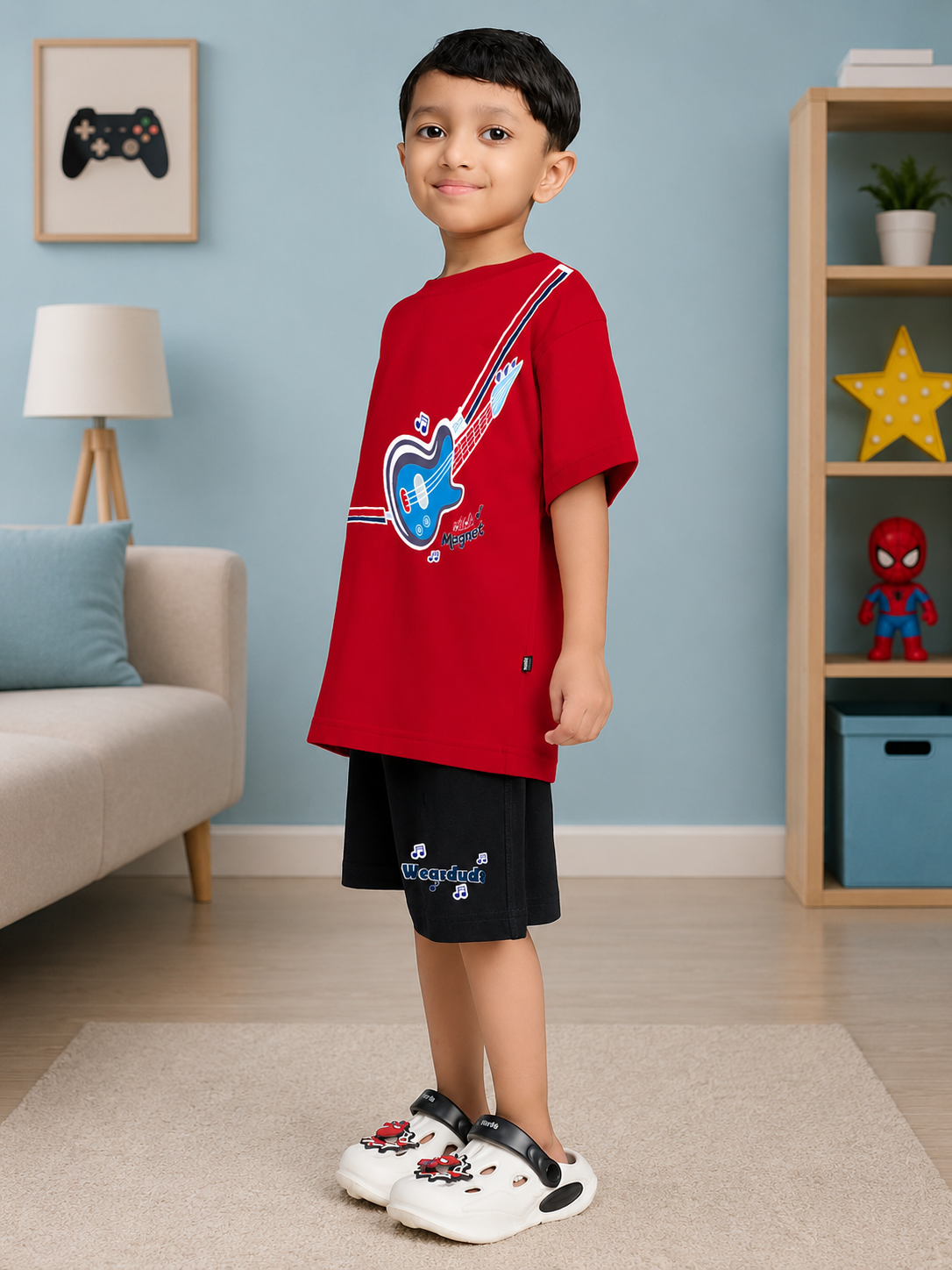 LITTLE ROCKSTAR CO-ORD FOR BOYS & GIRLS RED BLACK