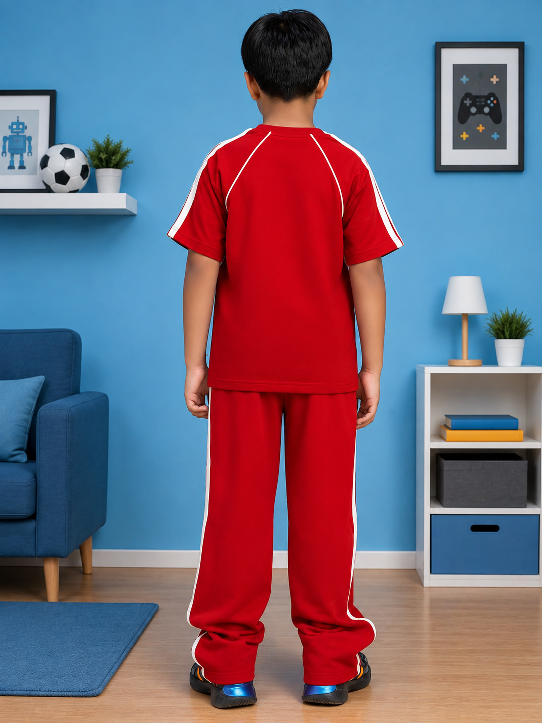 KIDS ROSTER CO-ORD BOYS GIRLS RED WHITE