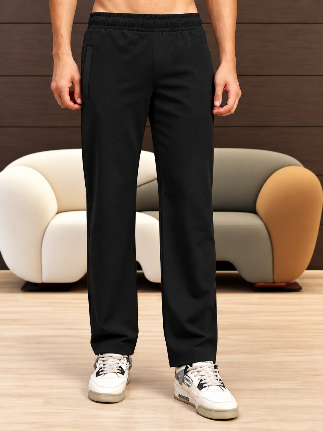 ESSENTIAL FLEX FIT CASUAL PANTS BLACK