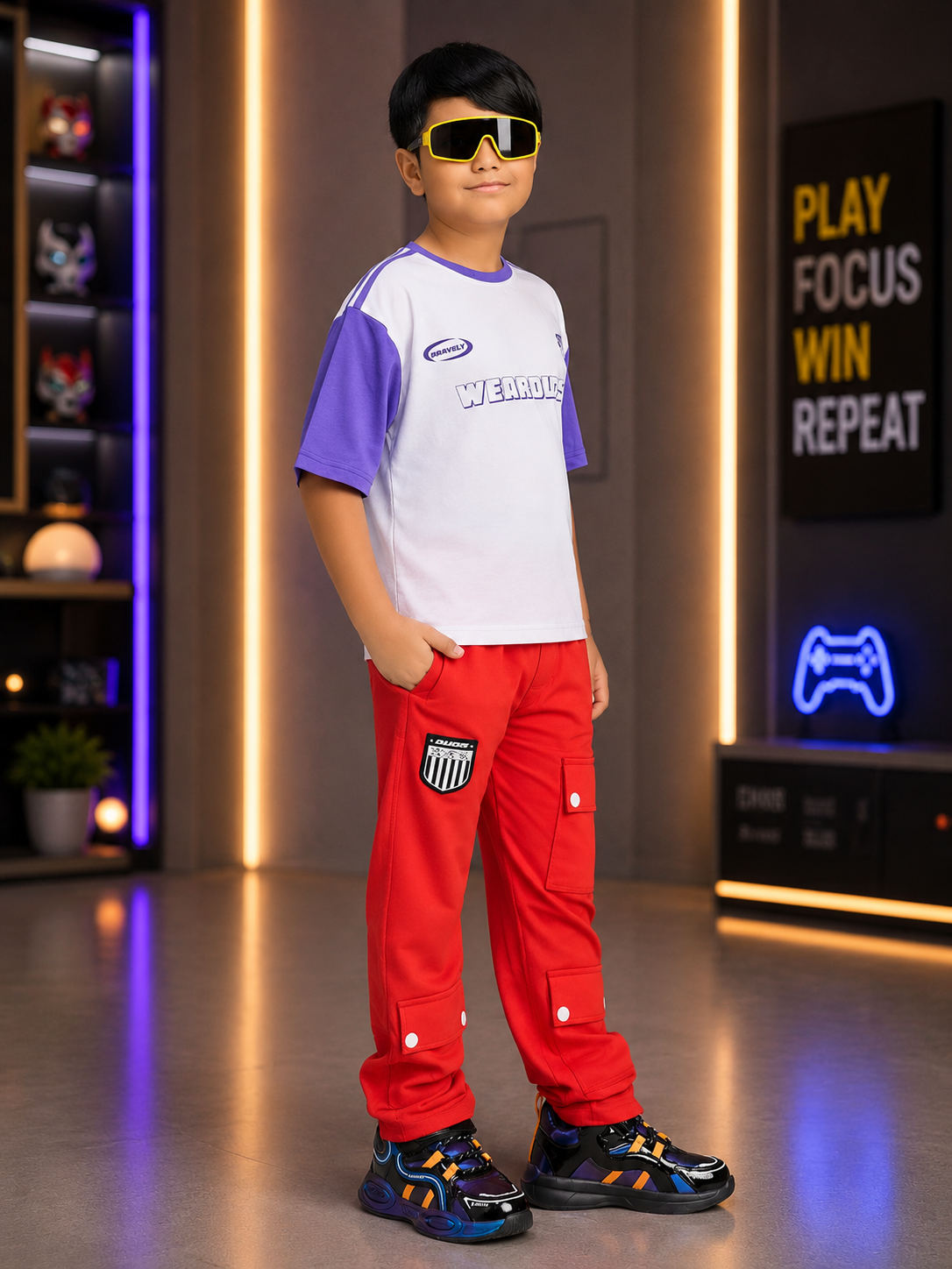 STREET WONDER CO-ORD FOR BOYS GIRLS WHITE RED