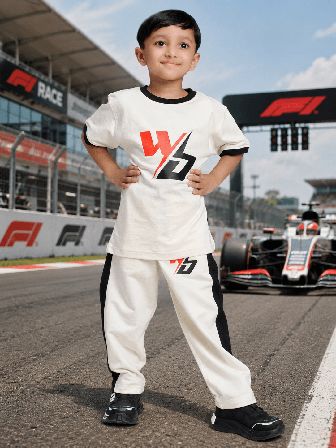 SPEED SURGE CO-ORD SET BOYS GIRLS WHITE BLACK