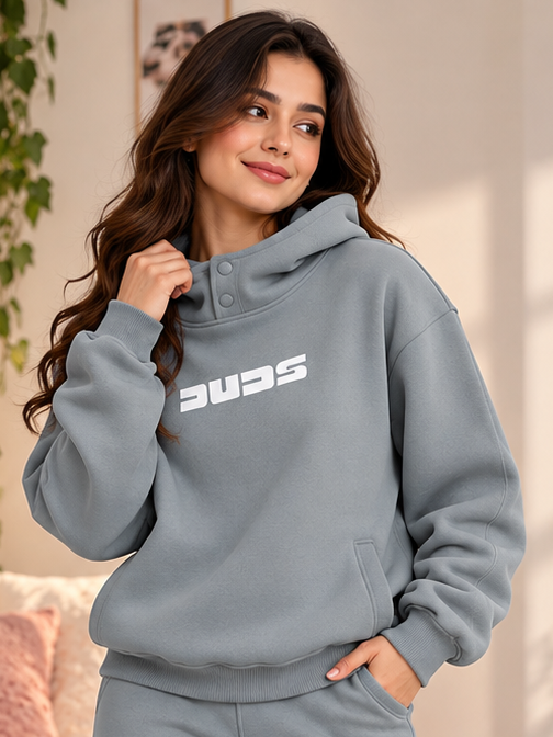 WOMEN SHOOTER COTTON FLEECE HOODIE GREY