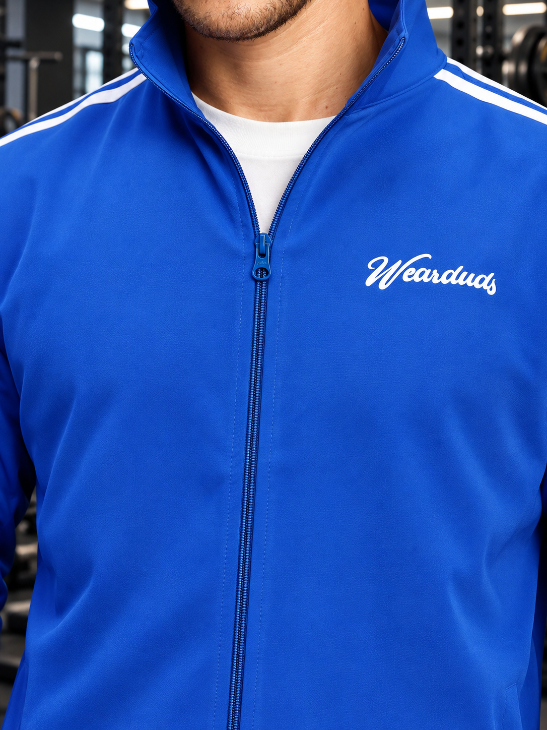 SPORTY ZIP UP RELAXED FIT JACKET BLUE