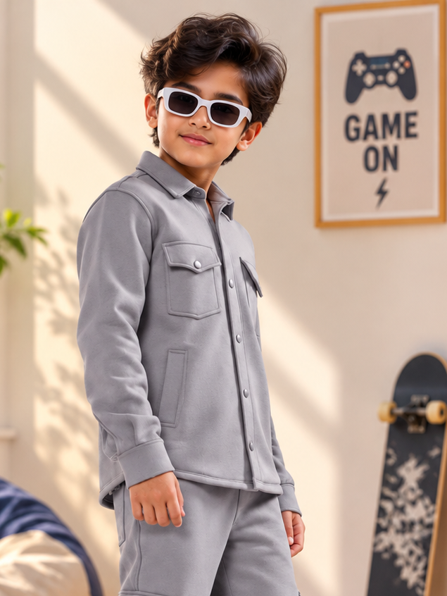 BURLY FLEECE SWEATSHIRT FOR BOYS GIRL GREY