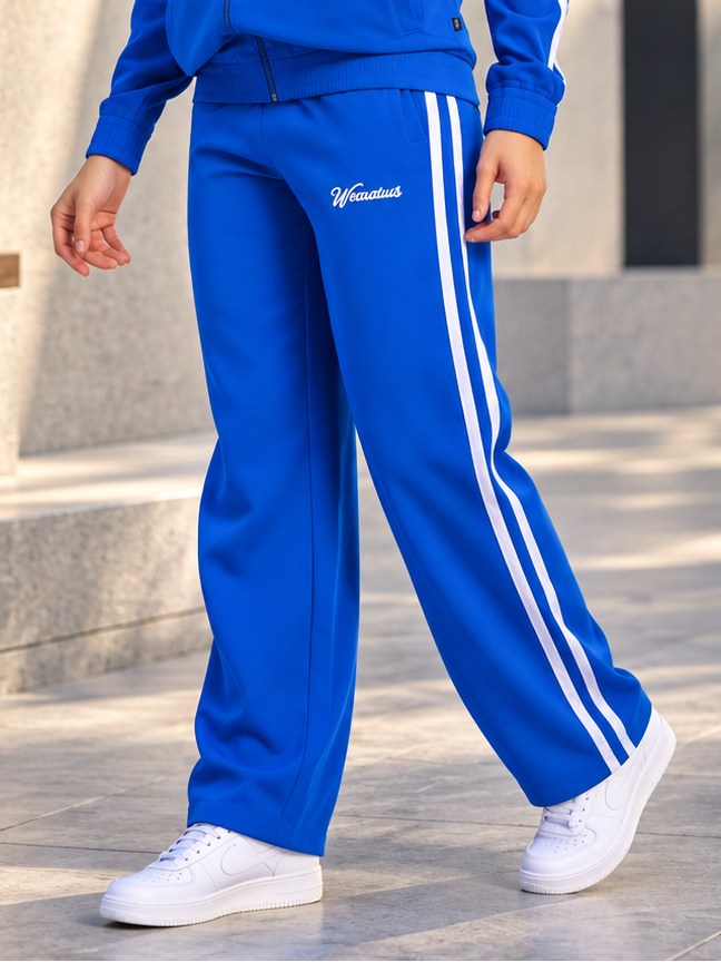 WOMEN SPORTY ZIP UP RELAXED-FIT JOGGERS BLUE