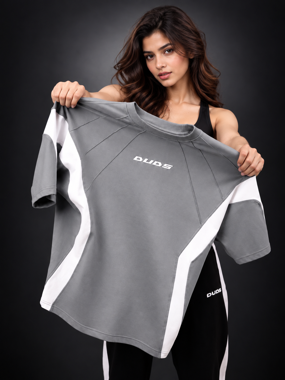 WOMEN WILD FORCE OVER-SIZED T-SHIRT GREY WHITE