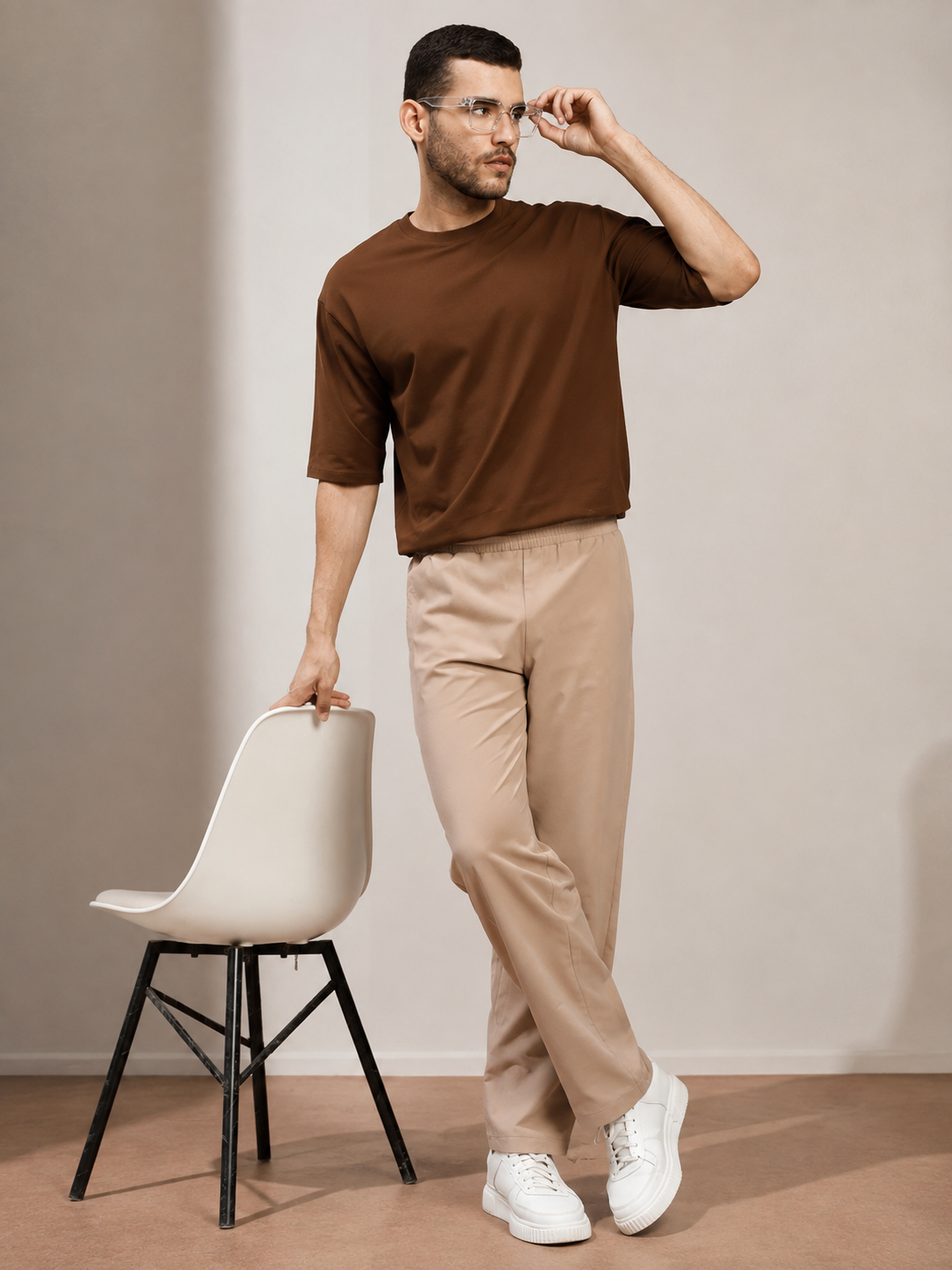ATHLETIC DRESS TRACK TROUSERS BEIGE