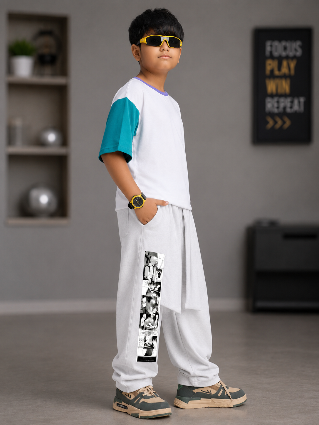 CHILL CO-ORD FOR BOYS GIRLS WHITE MULTI
