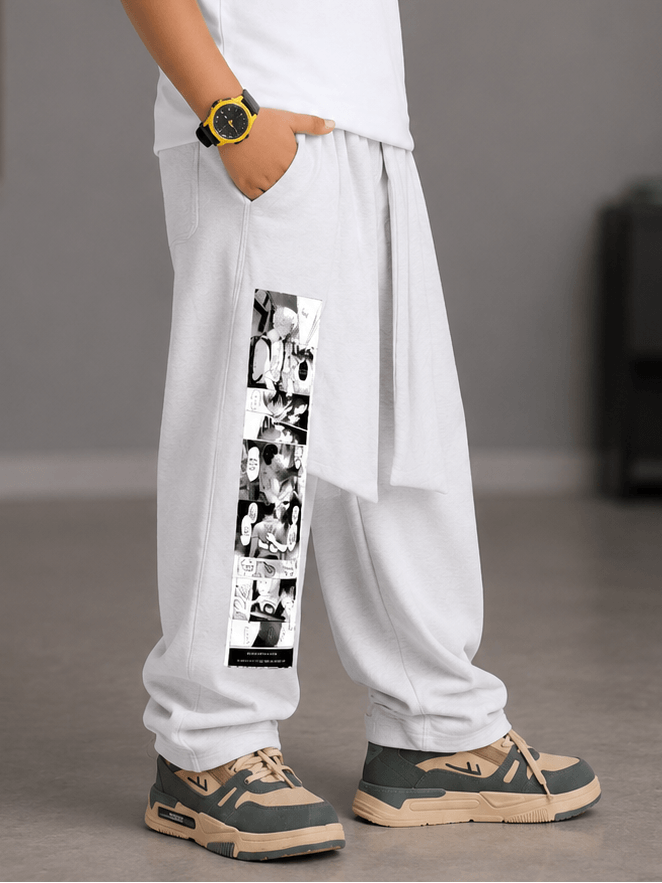CHILL JOGGER FOR BOYS GIRLS WHITE featuring relaxed fit and graphic design, ideal for kids' casual and stylish outfits.