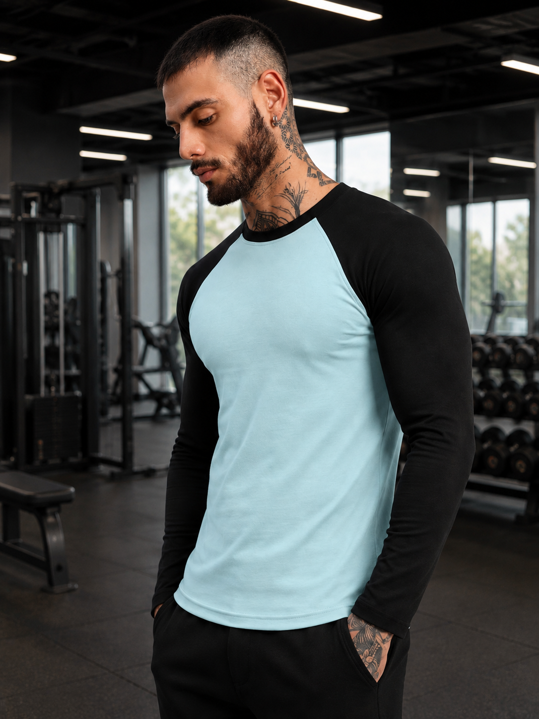 FITFLOW SLIM FIT SWEATSHIRT SKY BLUE BLACK