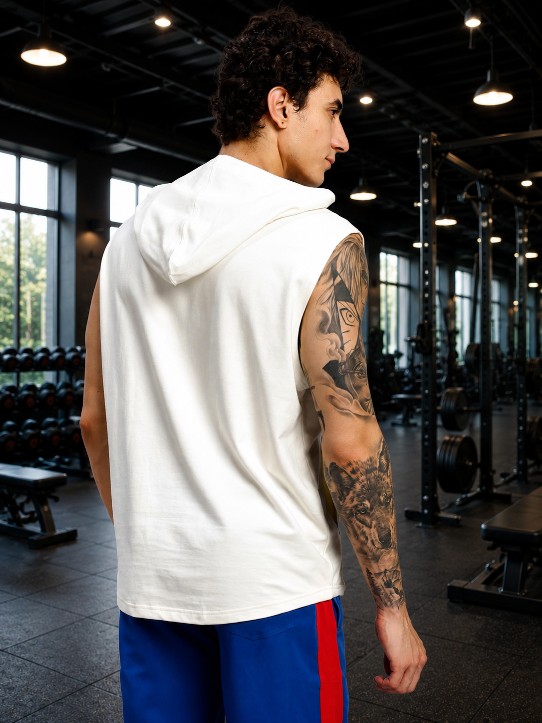 SHADOW FACE SLEEVELESS T-SHIRT WHITE