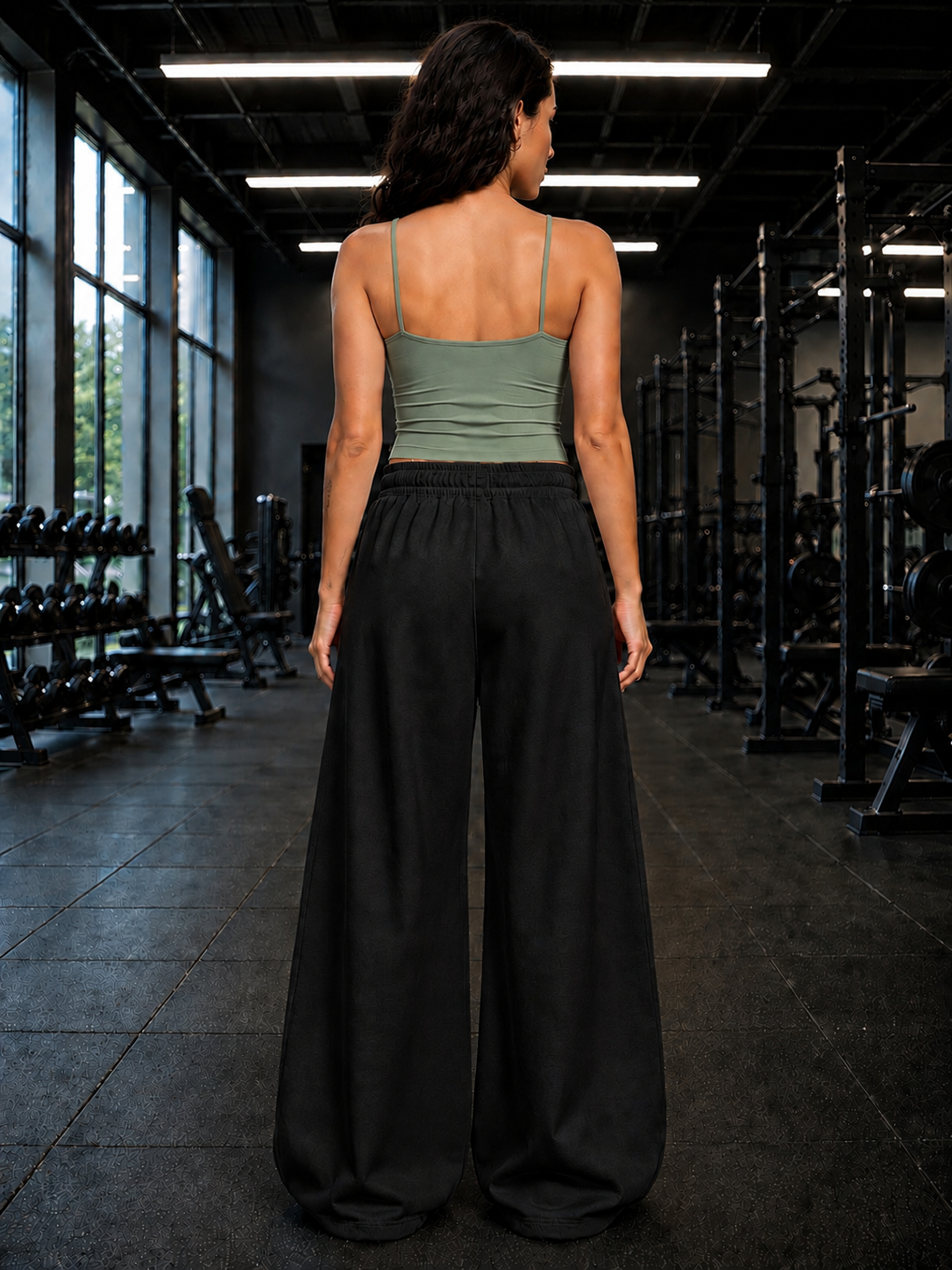WOMEN SEAMLESS COTTON CROP-TOP OLIVE GREEN