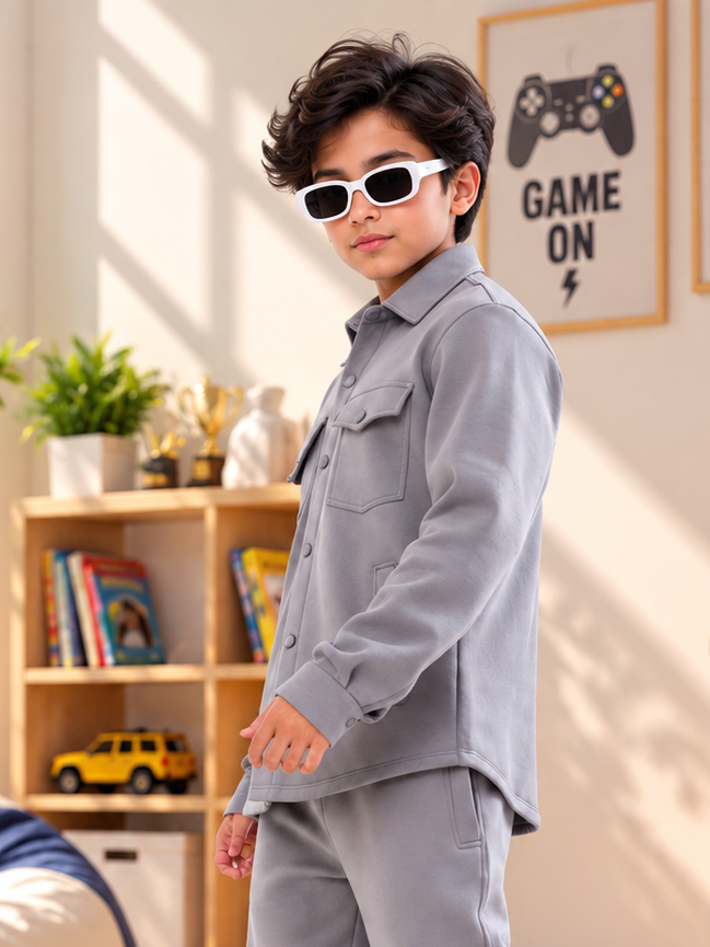 BURLY FLEECE SWEATSHIRT FOR BOYS GIRL GREY